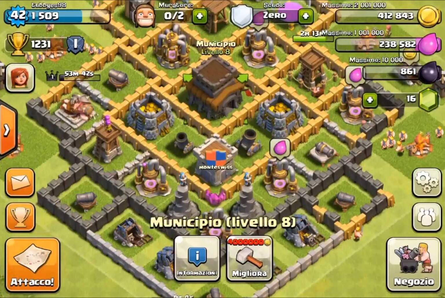 configurazione villaggio clash of clans municipio 8