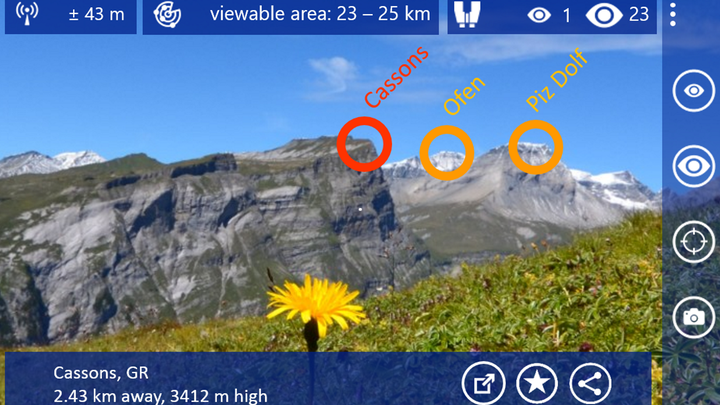 App per riconoscere montagne per Windows Phone: TouchMountain