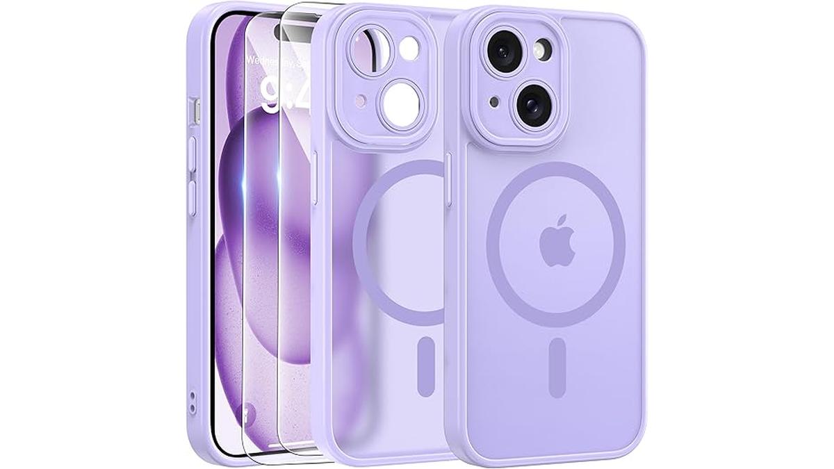 FLLAO Cover Magnetica per iPhone 15 Custodia e 2 Pellicole in Vetro Temperato