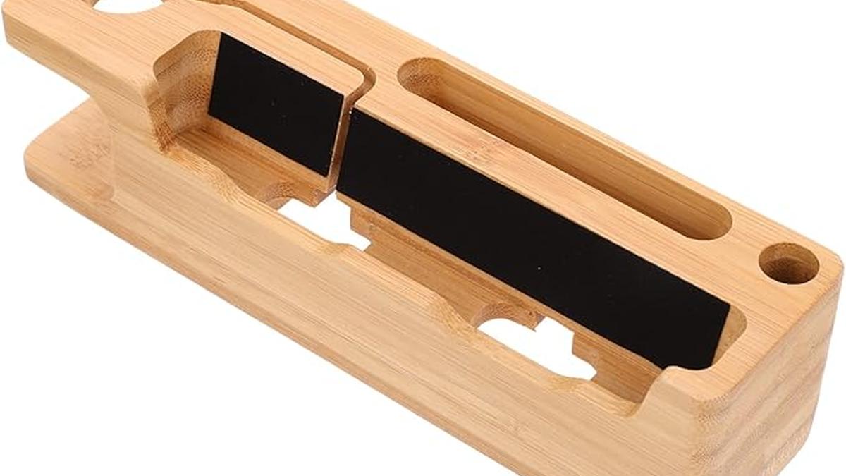 POPETPOP Docking Station Legno Per Smartphone e Orologi Supporto Multiuso Per Scrivania Organizer Per Caricatore e Accessori Per Compleanni e Festività