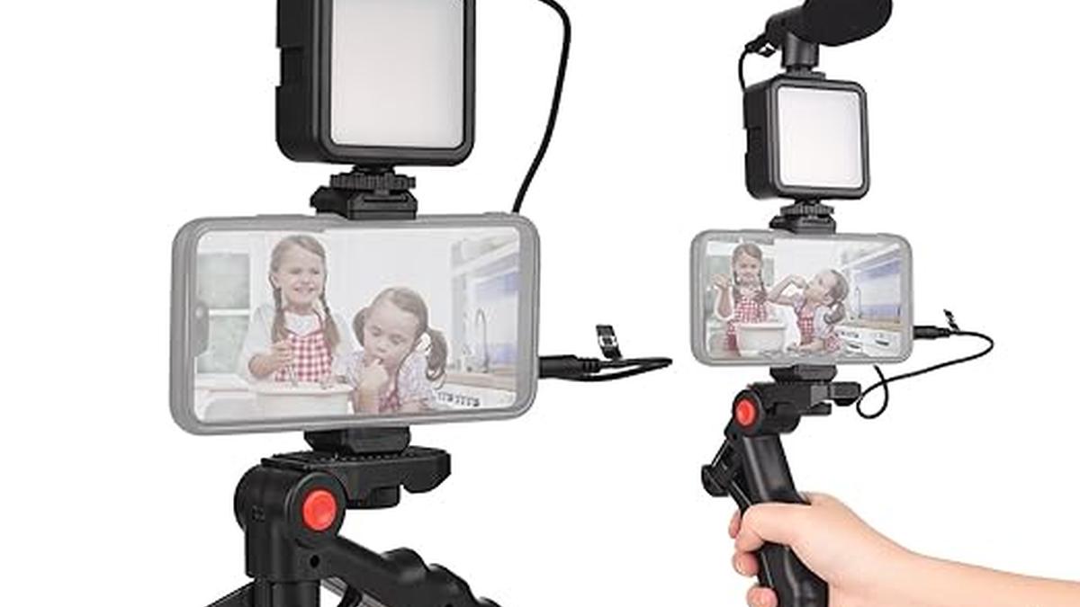 Andoer Kit Vlog Smartphone Mini Luce Microfono Treppiede Regolabile Live Streaming 12 Andoer Kit Vlog Smartphone Mini Luce Microfono Treppiede Regolabile Live Streaming