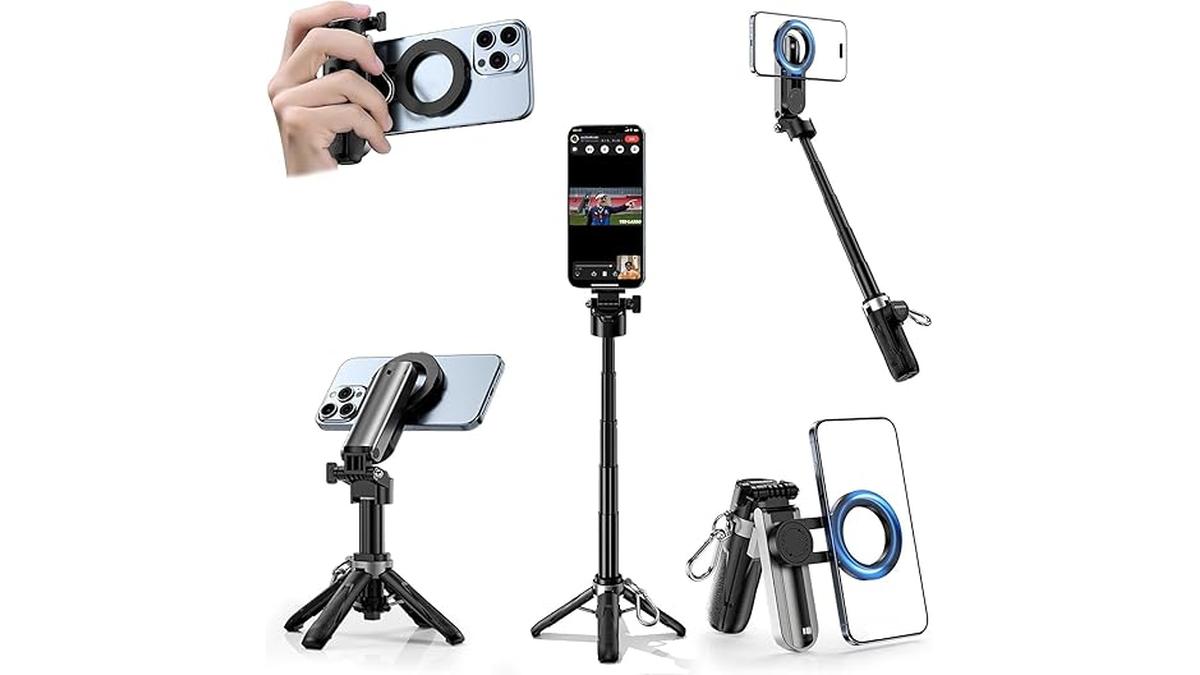 CloudValley Treppiede Magnetico 4 in 1 per Selfie Portatile con Telecomando MagSafe per iPhone e Android 1 CloudValley Treppiede Magnetico 4 in 1 per Selfie Portatile con Telecomando MagSafe per iPhone e Android