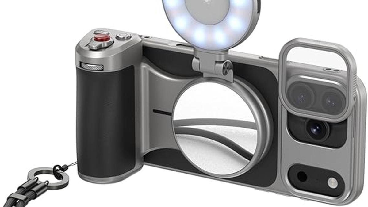 Telesin Grip Kit per iPhone 17 Pro Max con Luce Selfie Batteria Ricarica Wireless e Custodia in Grafene