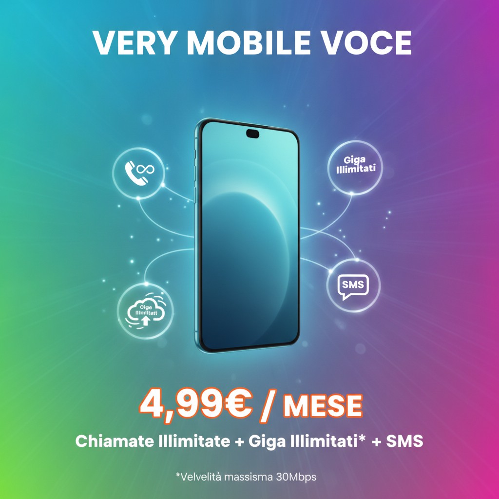 Very Mobile: l’offerta Voce 4,99 con Giga illimitati