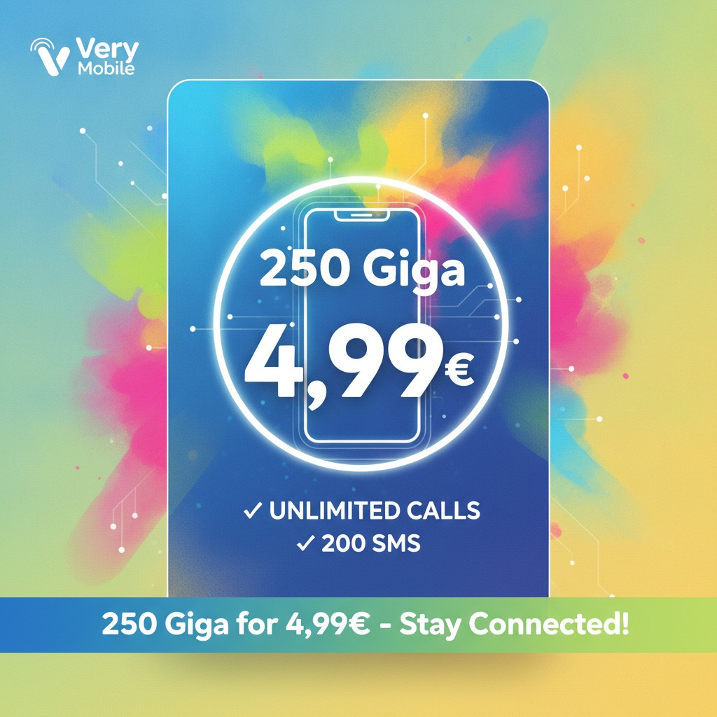 Very 4,99: 250 Giga a 4,99€ con Portabilità 1 Very 4,99: 250 Giga a 4,99€ con Portabilità